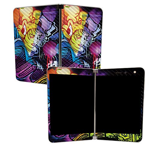 Image of MightySkins Carbon Fiber Skin for Microsoft Surface Duo - Midnight Mischief | Protective, Durable Textured Carbon Fiber Finish | Easy to Apply | Made in The USA