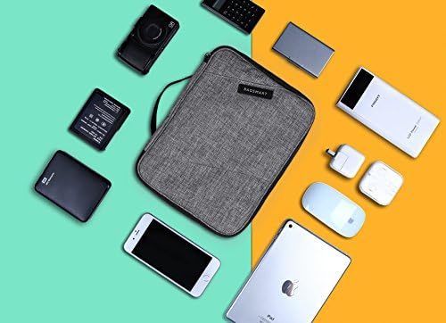 bagsmart Kieszenie na kable, dwuwarstwowa torba elektroniczna podróżna na kable, ładowarkę, iPada, iPada Air, tablet do 10,5 cala, adapter, mysz, karty SD (szare)