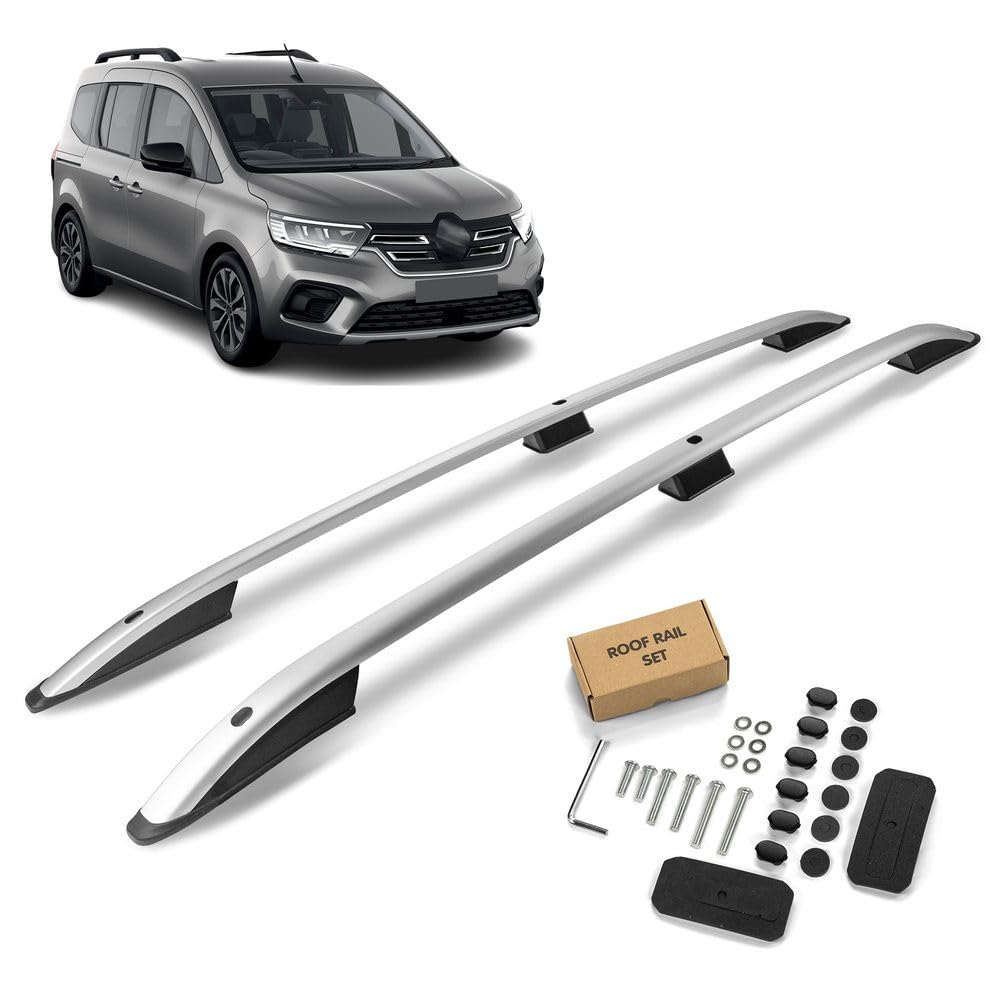 CHROMEMASTER | Barras Portaequipajes, Rieles de Techo Compatible con Renault Kangoo L1 Corto 2021+; Se Utilizan para el Montaje de Portaequipajes de Techo, Cajas de Techo o Portabicicletas; Aluminio