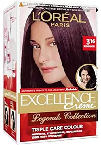 L’Oreal Paris Excellent Crème Burgundy 316 Triple Care Colour 72ml + 100g Pack of 2, Burgundy