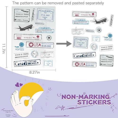 Image of Travel Stickers Pack, Luggage Stickers for Suitcases,Water Bottles, Notebook, Laptop, Travel Journal Sticker, Road Trip, Adventure Sticker