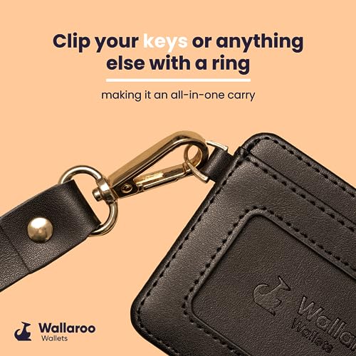Image of Wallaroo Wallets Premium Leather Women's Wristlet Wallet Slim Card Holder for Credit Cards, ID, and Cash - Minimalist Slim Style with Non-Slip Lining and Wrist Strap (Black)