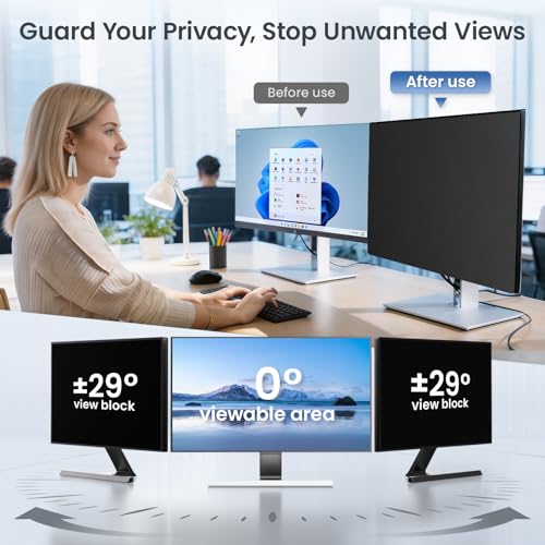 Image of Magnetic 32 Inch Privacy Screen Filter for Computer monitor 16:9 Aspect Ratio,Removable Anti Blue Light shield with Eye Protection,Hanging Anti-Spy Protector PC