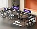 ODK Gaming Tisch, 168×120cm Reversibel Gaming Schreibtisch mit 2 Steckdosen und 2 USB Ladeanschluss, Eckschreibtisch mit Maximale Organisation & Stauraum, Kohlefaser Schwarz