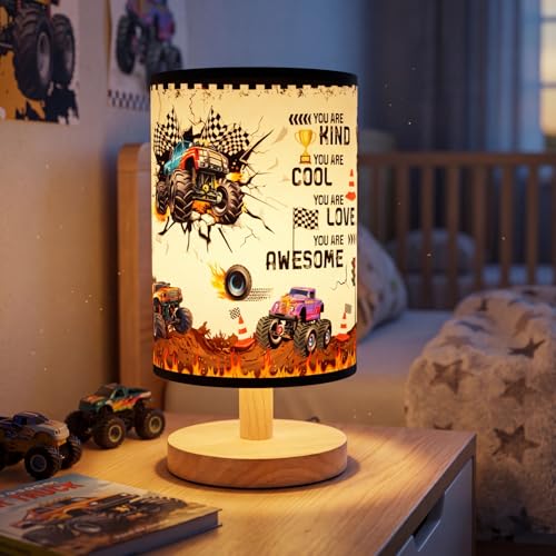 Glooglitter Monster Truck Table Lamp 3 Colors Dimmable Lights 11.02 x 5.12 Inch Monster Truck Bedroom Lamps Kind Cool Loved Bedside Night Light for Desk Birthday Gifts
