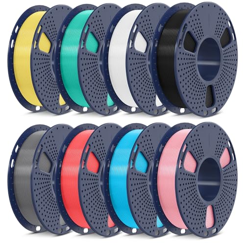 SUNLU 250G PLA Meta Filament Bundle, Fast Printing Meta PLA 3D Printer Filament 1.75mm, 250G, Total 8 Rolls Black+White+Grey+Sky Blue+Mint Green+Cherry Red+Sakura Pink+Lemon Yellow