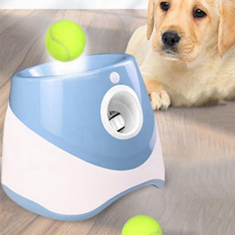Lanceur de Balles de Tennis Automatique Rechargeable pour Chien - Jouet D'Entraînement pour Animaux de Compagnie avec Distance de Lancement Réglable 3 Balles Incluses