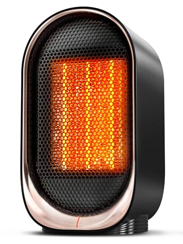 BZGG Radiateur soufflant,1000W chauffage céramique PTC avec protection surchauffe et anti-basculement, Appareil de chauffage électrique portable silencieux pour bureau ou chambre, Noir
