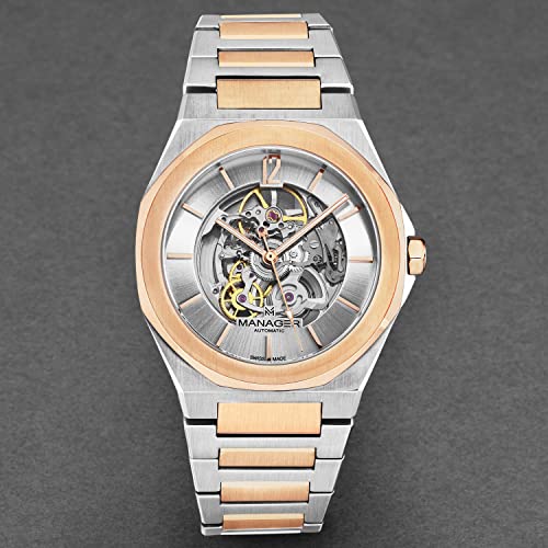 Manager Men's 'Open Mind' Silver Dial Two-Tone Stainless Steel Bracelet Automatic Watch MAN-RO-05-BM4