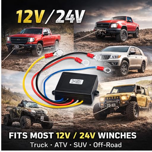 Image of KIMISS Wireless Winch Remote Control Kit, 12V 24V Universal Winch Wireless Remote Control Switch Receiver Kit for Truck ATV SUV