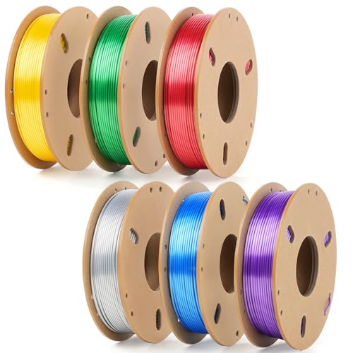 Dynta 3D Printer Filament Bundle, Silk PLA 6 Colors - High Gloss,...