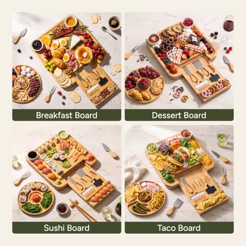 Image of SMIRLY Charcuterie Board Set with Serving Accessories, Bamboo