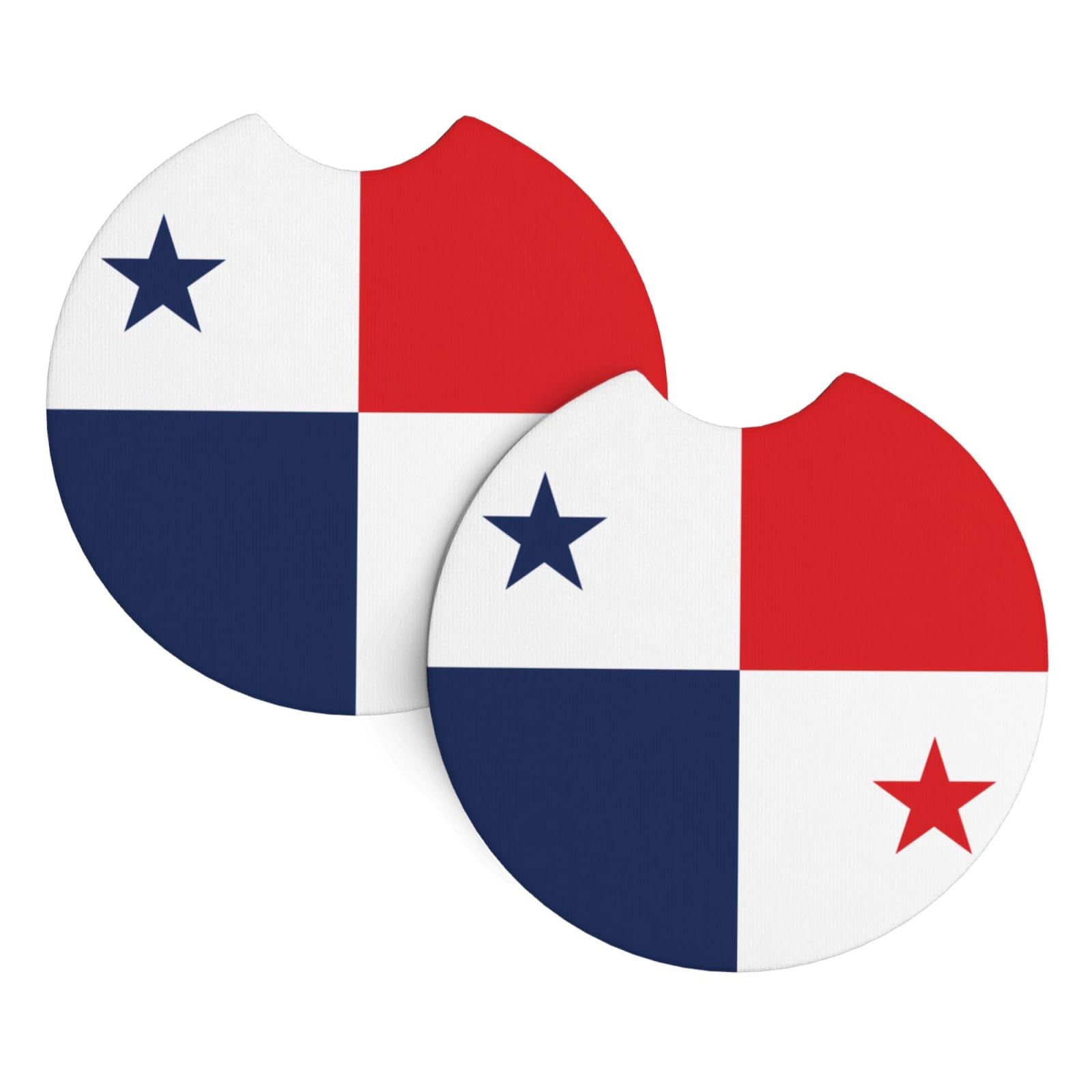 Flag of Panama 2Pcs Anti Slip Waterproof Car Cup Holder Coasters Universal Insert for Car SUV Truck