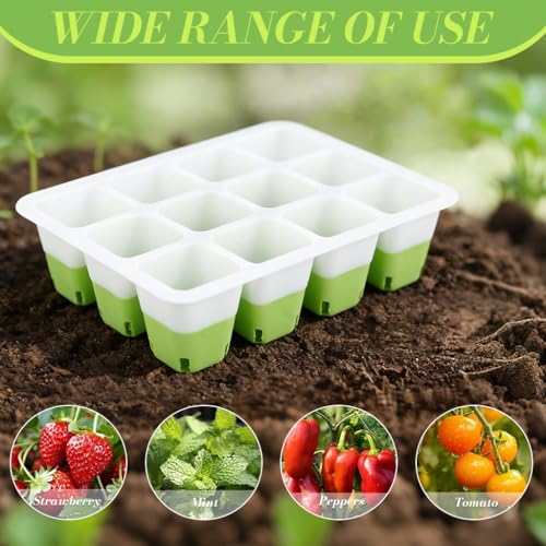 Image of HASTHIP Seedling Tray Germination Tray for Plants, 5Pcs Seed Germination Tray with Silicone Bottom 12-Cavity Seedling Trays for Plants for Starting Sapling Grow