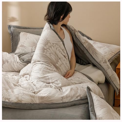 ZTGL X,200x240cm(6.25kg), Núcleo de Edredón Terciopelo de Leche Doble Cara, Colcha de Mullido Gruesa, Edredón de Plumas Acolchado Microfibra, Súper Suave Cálido de Manta Invierno