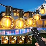 Ollny Festoon Lights Outdoor, 10m String Lights Mains Powered, 15+1 G40 Shatterproof Bulbs, Waterproof Fairy Lights Garden with RF Remote/Timer/3 Modes for Outside Wedding Party Patio Decorations