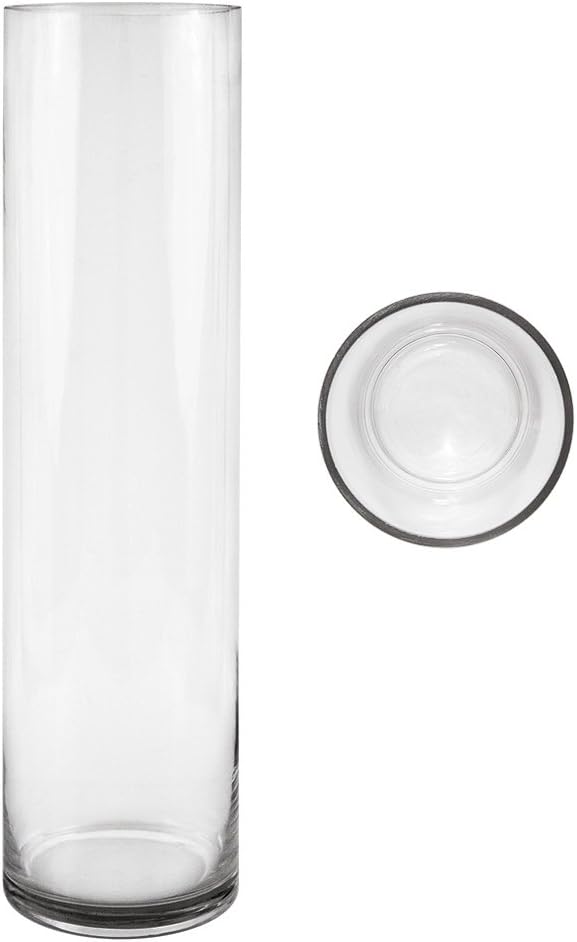 Mega Vases Cylinder Vase 4 Inch x 16 Inch, Decorative Clear Glass with Sturdy Base, Wedding Centerpieces, Flower Bouquets, Home Décor, Celebrations, Parties, Event Planning, Arts & Crafts