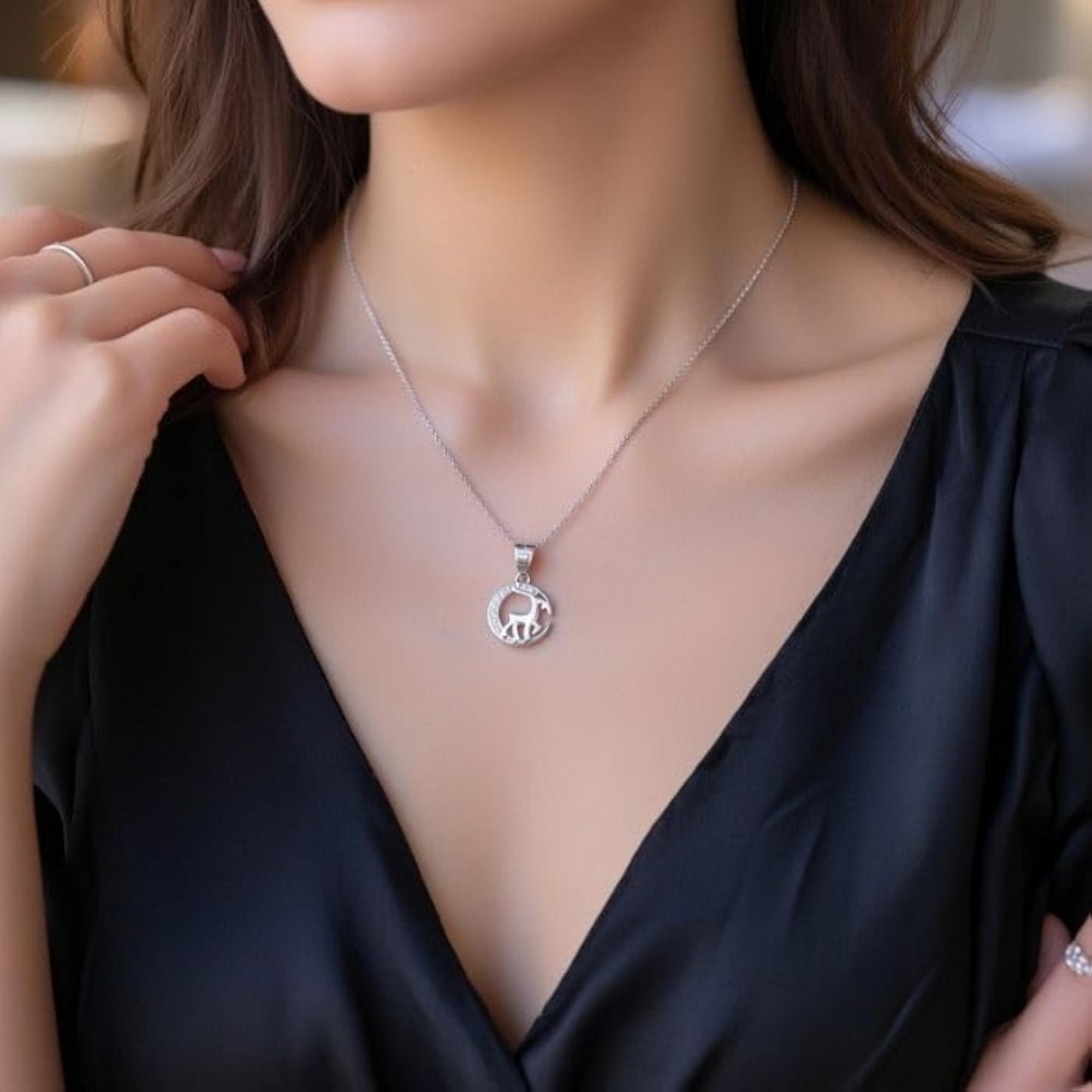 925 Sterling Silver Capricorn Zodiac Pendant with CZ Stones