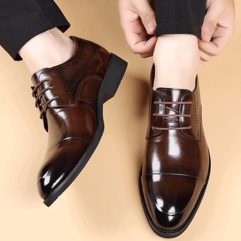 Formal Business Suit Tuxedo Shoes Men's Genuine Leather Lace Up Oxfords Comfort Wide Round Toe Non-Slip Dress Shoes2