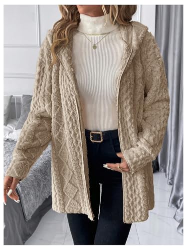SOLY HUX Women's Open Front Fleece Jacket Fuzzy Hooded Long Sleeve Cardigan Winter Coat Casual Outerwear3