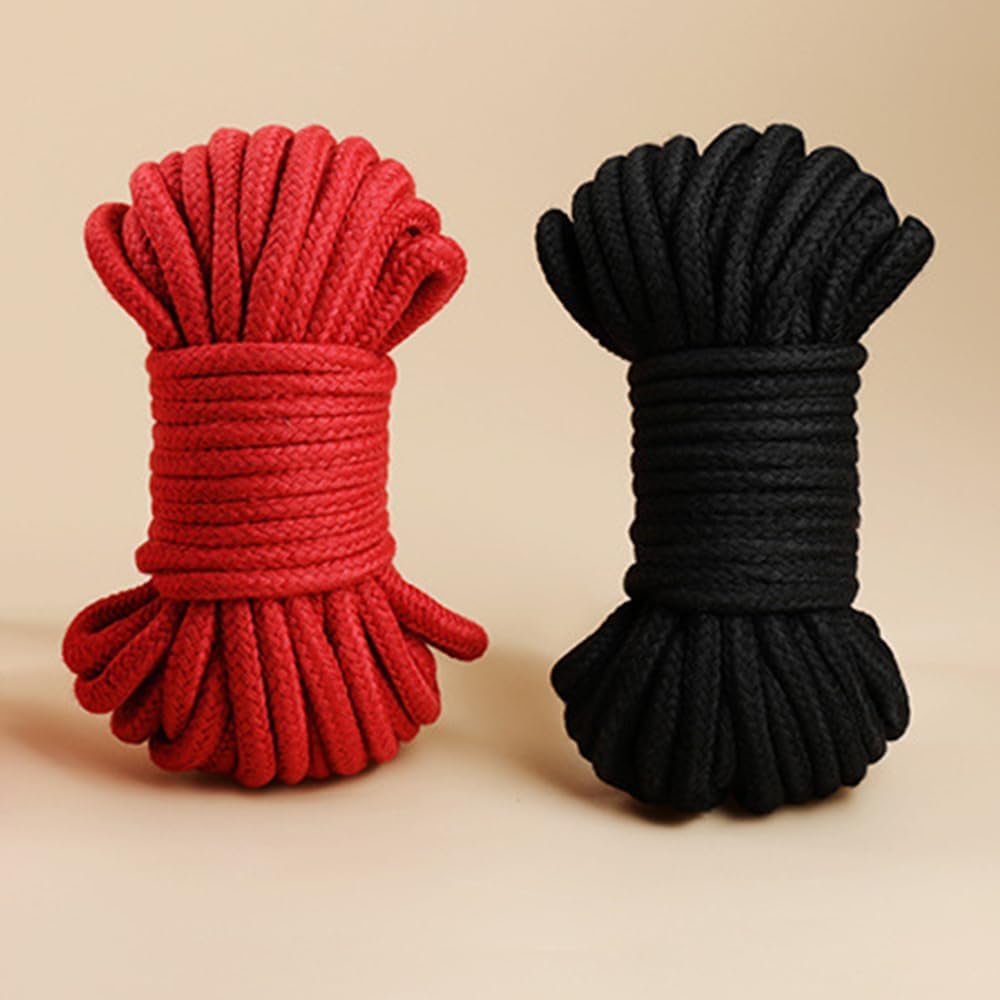 2-Pack 10M(32.8ft) x 8mm Utility Rope - Cotton Blend General Purpose Cord for Gardening, Camping, Tying & Crafts (Black, 10m*2)