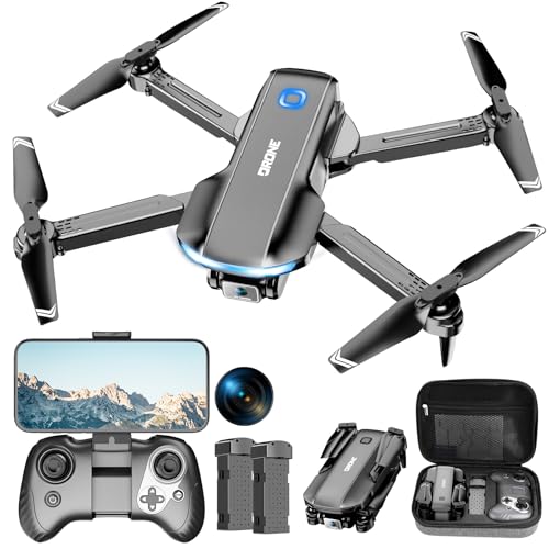 Drone with Camera 1080P HD FPV Foldable Drone for Adults and Beginners, RC Quadcopter with Carrying Case, One Key Take Off/Land, Optical Flow Positioning, 360° Flip,3 Speed Mode,Waypoint Fly Dark Grey