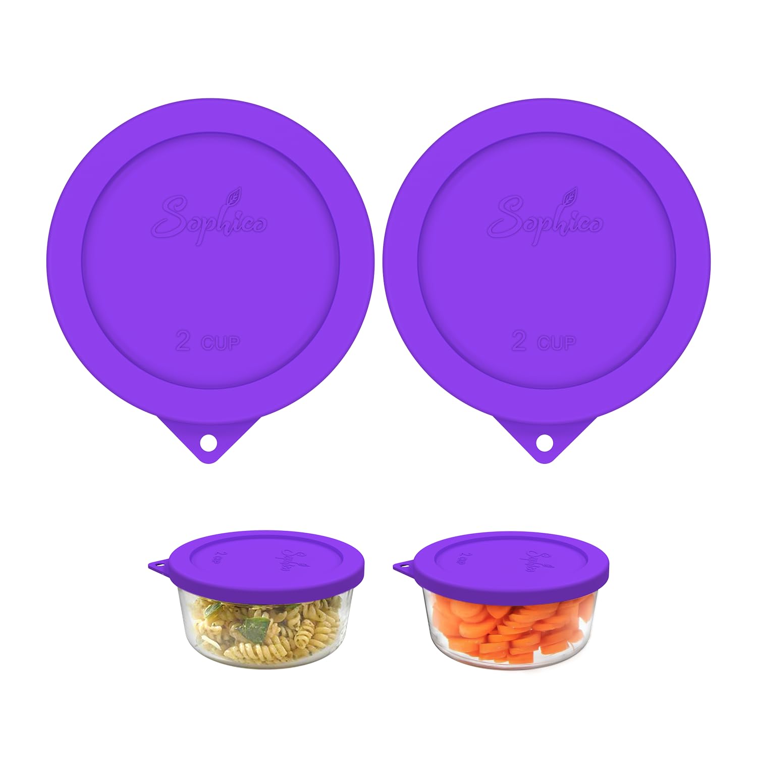 SOPHICO 2 Cup Silicone Lids Replacement for Pyrex &amp; Anchor Hocking 7200-PC