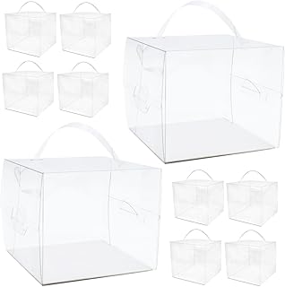 PRETYZOOM 10pcs Boxes Cake Packing Holder Portable Cake Carrier Clear Cake Holder Cake Boxes with Handles Cake Packaging Boxes Birthday Cake Holder Decor Cheese Bouquet Box The Pet
