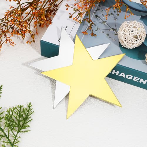 Image of 24PCS Star Cutouts, Double Printed Paper Stars Cutouts, 6 Inch Cardboard Star Cutouts, Glitter Stars Decorations for Christmas Wedding Movie Night Classroom Wall Party Supplies, Gold Silver