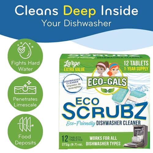 Eco-Gals Dishwasher Cleaner - 12 Tablets - 12 Month Supply - Unscented