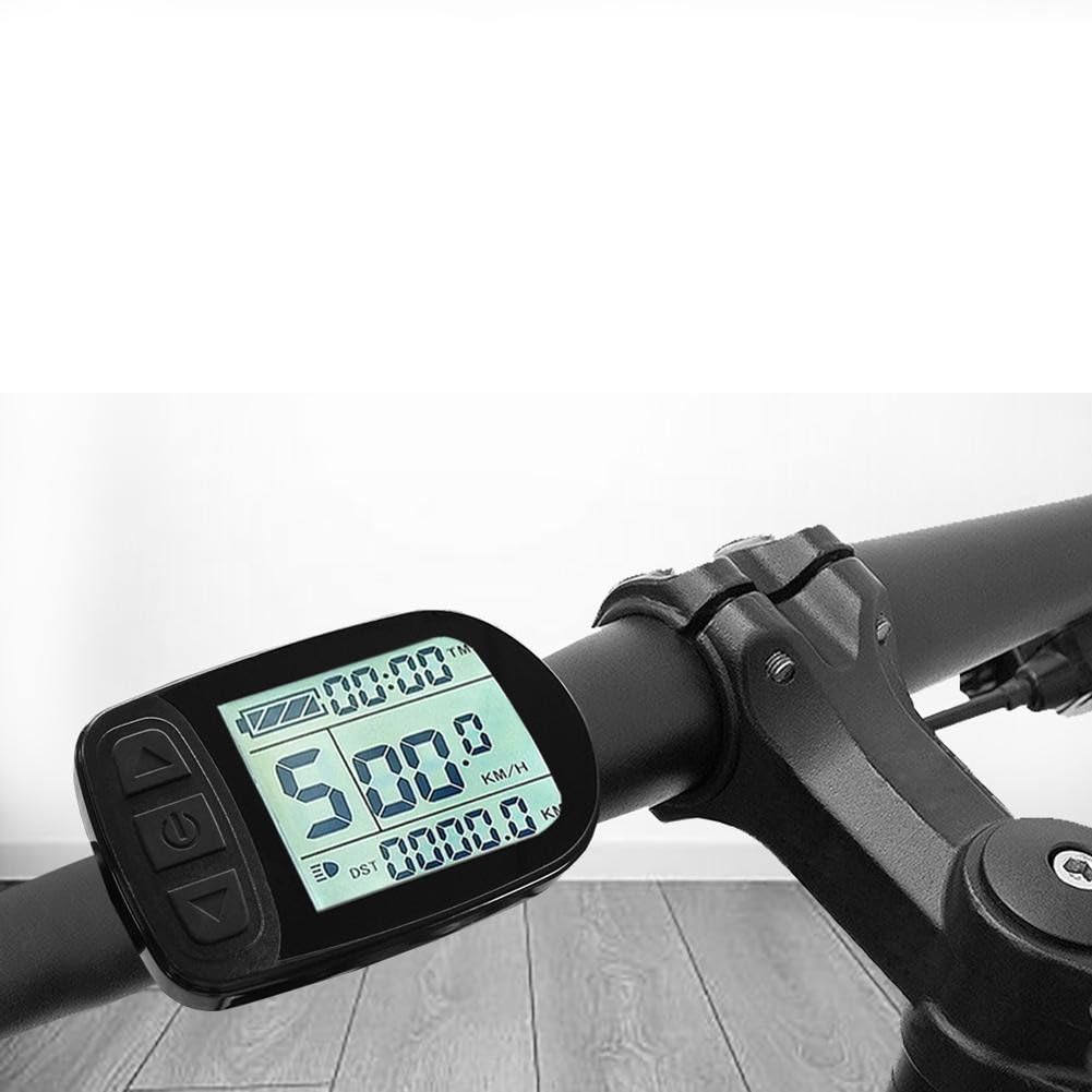 Elektrofahrrad LCD Meter KT-LCD5 für KT Controller, 24V 36V 48V Display Bildschirm, 5-poliger Stecker 210mm Draht Schwarz
