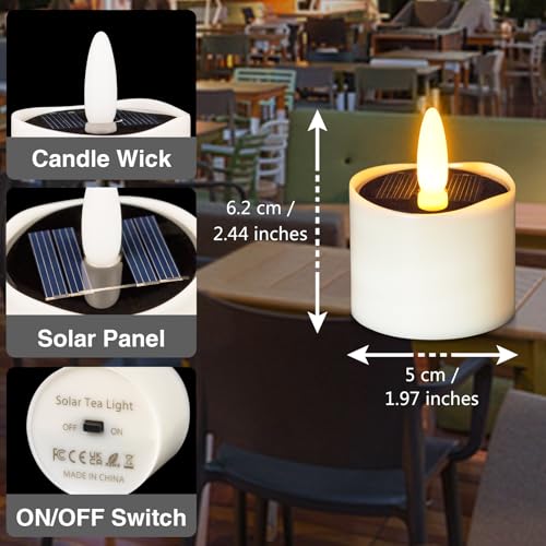 Image of HL Solar Tea Lights Outdoor Waterproof, 8PCS 2.4''x2'' Flickering Flameless Candles, Dusk to Dawn Rechargeable Battery LED Tea Lights for Lantern, Garden, Camping, Home Decor (Warm White)