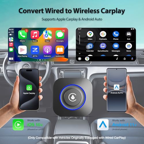 Image of Magic Box Wireless CarPlay Adapter, Upgraded CarPlay & Android Auto, Support USB Offline Media Strea*ming, Plug & Play, Watch YouTube On Car, Magic Box for Factory Wired Car Play