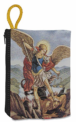 Good Shepherd Creations Large Tapestry Rosary Pouch with Traditional Catholic Art (Saint Michael)