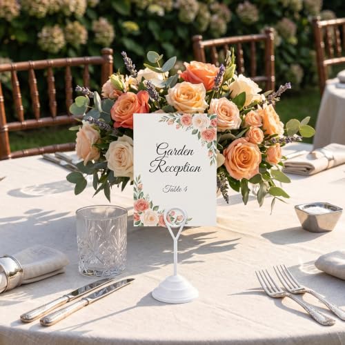 Image of 12 Pcs Table Number Holders-Metal Place Card Holders Table Number Stands Tabletop Sign Stands for Photos, Menu, Memo, Notes, Wedding, Restaurant, Banquet, Birthday(2.4 inch X 4.3 inch,White)