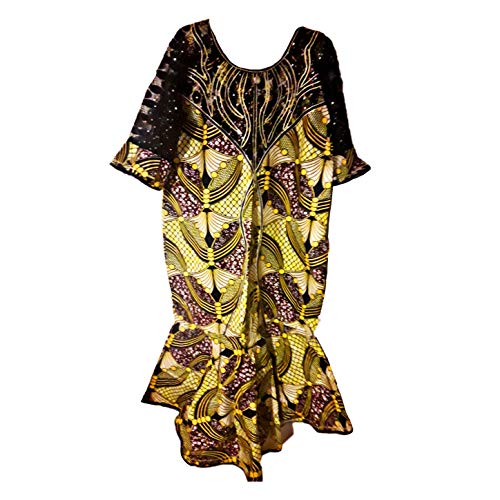 maynowax Robe Femme Tissu Africain Cire Imprime Original Taille Unique:44/46