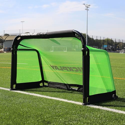 QuickPlay PRO ALU Training Instant Football Goal 5x3 - Aluminium Football Goals for the Garden 10 Second Foldable Setup Indoor & Outdoor Kids Football Net U7 3v3 Mini Football Goal