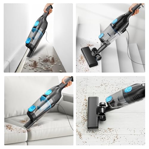 Image of Vazone R6X Corded Stick Vacuum Cleaners for Home, 20Kpa Powerful Suction Stick Vacuum with 16Ft Cord, 2 in 1 Lightweight Handheld Vacuum Cleaner for Hardwood Floor Pet Hair (Indigo)