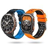 LYSANDRA Bicolor Watch Band, Soft Silicone Adjustable Watch Band Compatible for AMAZTIM M2/M3/T2/T3, KOSPET Tank M2/M3/M3 Ultra/T2/T3/T3 Ultra, Adjustable Wristband, Men Smartwatch Band (2 Pack A)