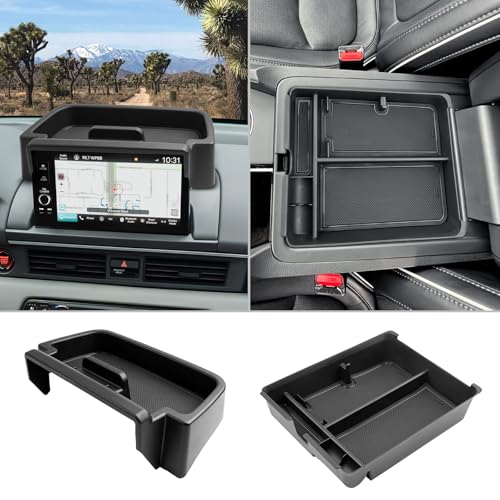 Image of CDEFG 2PCS Compatible with 2023-2025 Honda Pilot Center Console Organizer & 9-Inch Screen Organizer for 2023 2024 2025 Honda Pilot Accessories Middle Console Tray & Behind-Screen Dash Storage Box