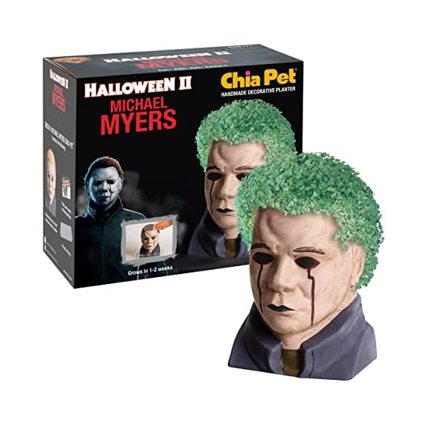 Chia pet michael myers with seed pack, decorative pottery planter, easy to do and fun to grow, novelty gift, perfect for any occasion