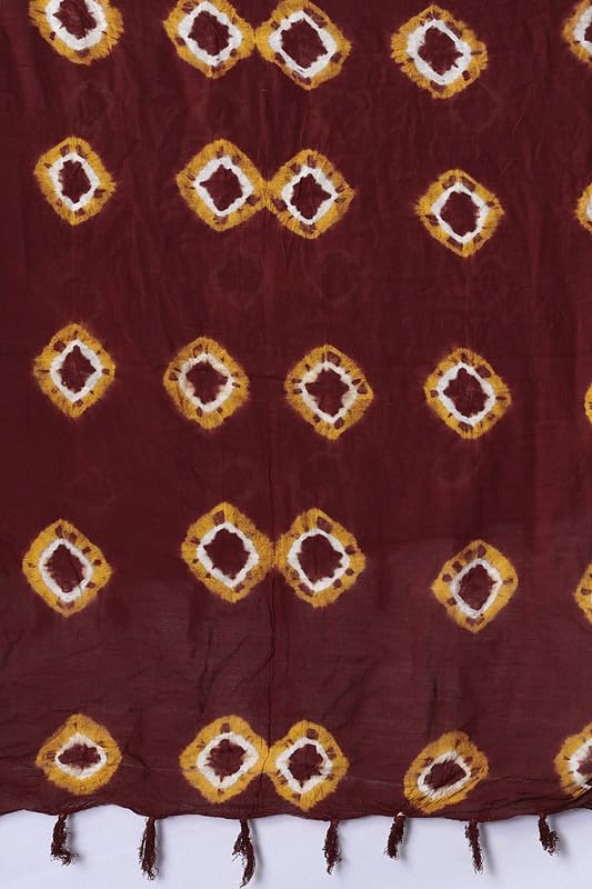 Image of Traditional Bandhani Dupatta for Women Soft Cotton Blend with Tie-Dye Print and Elegant Design for Ethnic