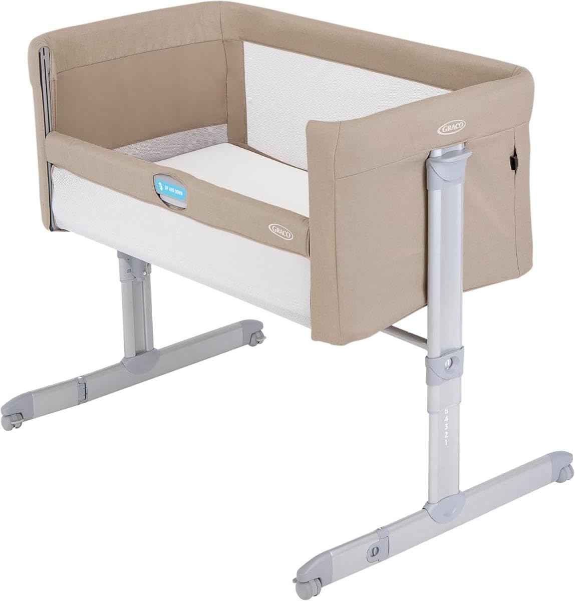 Graco Sweet2Sleep łóżeczko boczne typu co-sleeping, nadaje się od urodzenia do ok. 6 miesięcy (maks. 9 kg), kolor Oatmeal