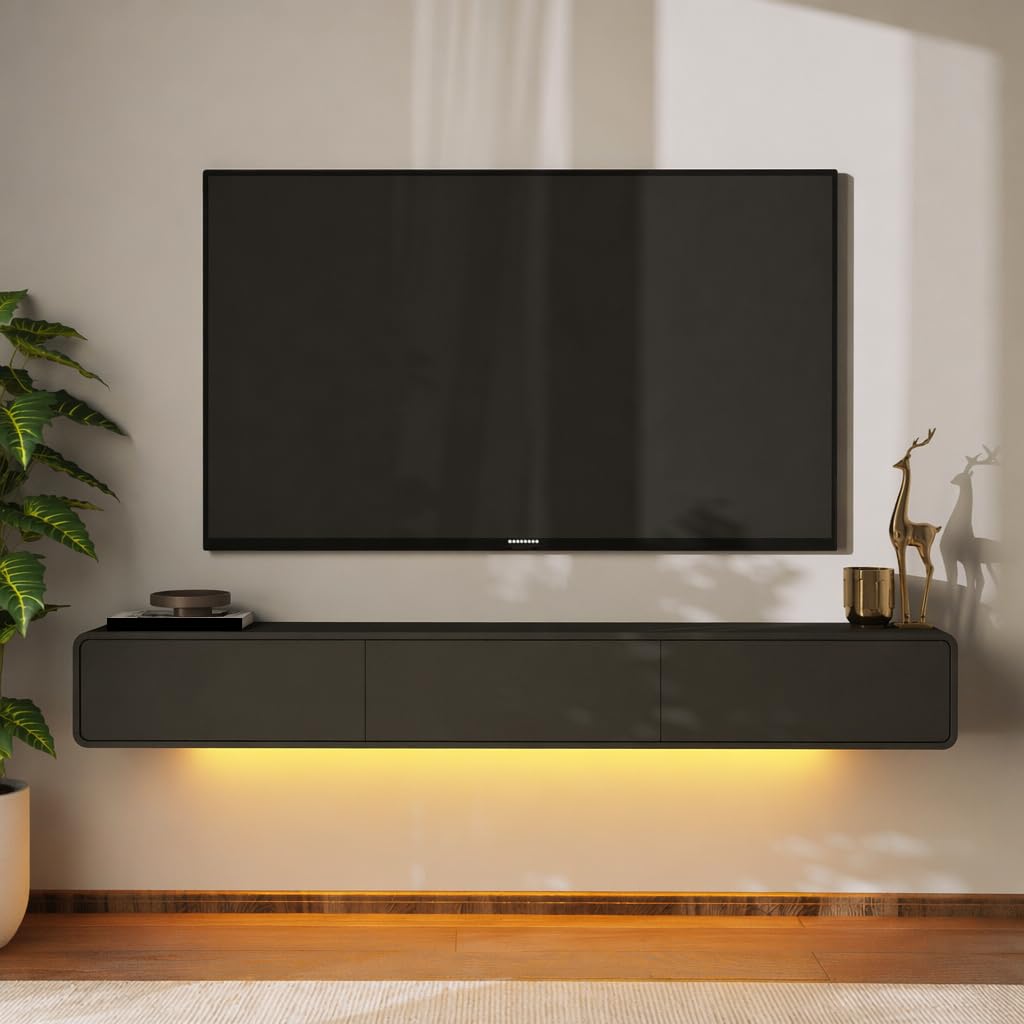 İnarch Dizayn Alba Led Işıklı Duvara Monte TV Sehpası