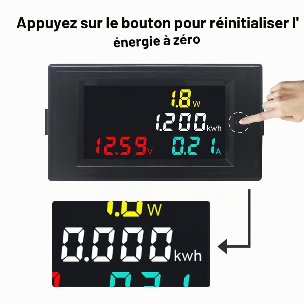 KETOTEK Numérique Voltmètre Ampèremètre DC 14-600V 20A Multimètre Amp Volt Testeur de Tension Mètre LCD Watt Metre Electrique Compteur d'énergie pour Solaire Moteur Auto