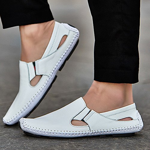 Image of Men's Driving Shoes Leather Slipper Casual Slip on Loafers | Top Grain Leather Upper, Moccasin Toe, Slip-on, Traction Rubber Outsole, Mens Dress Shoes, Mens Casual Loafers