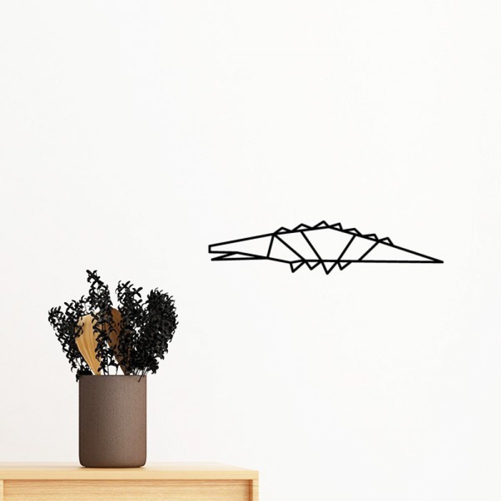Sticker crocodile origami amovible 80cm, déco murale salon géométrique