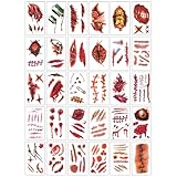 30 Hojas Halloween Tatuajes de Cicatrices, Tatuajes Temporales de Halloween, Pegatinas Impermeables de Cicatrices de Zombi, Pegatinas Cosplay con Sangre de Costra Falsa