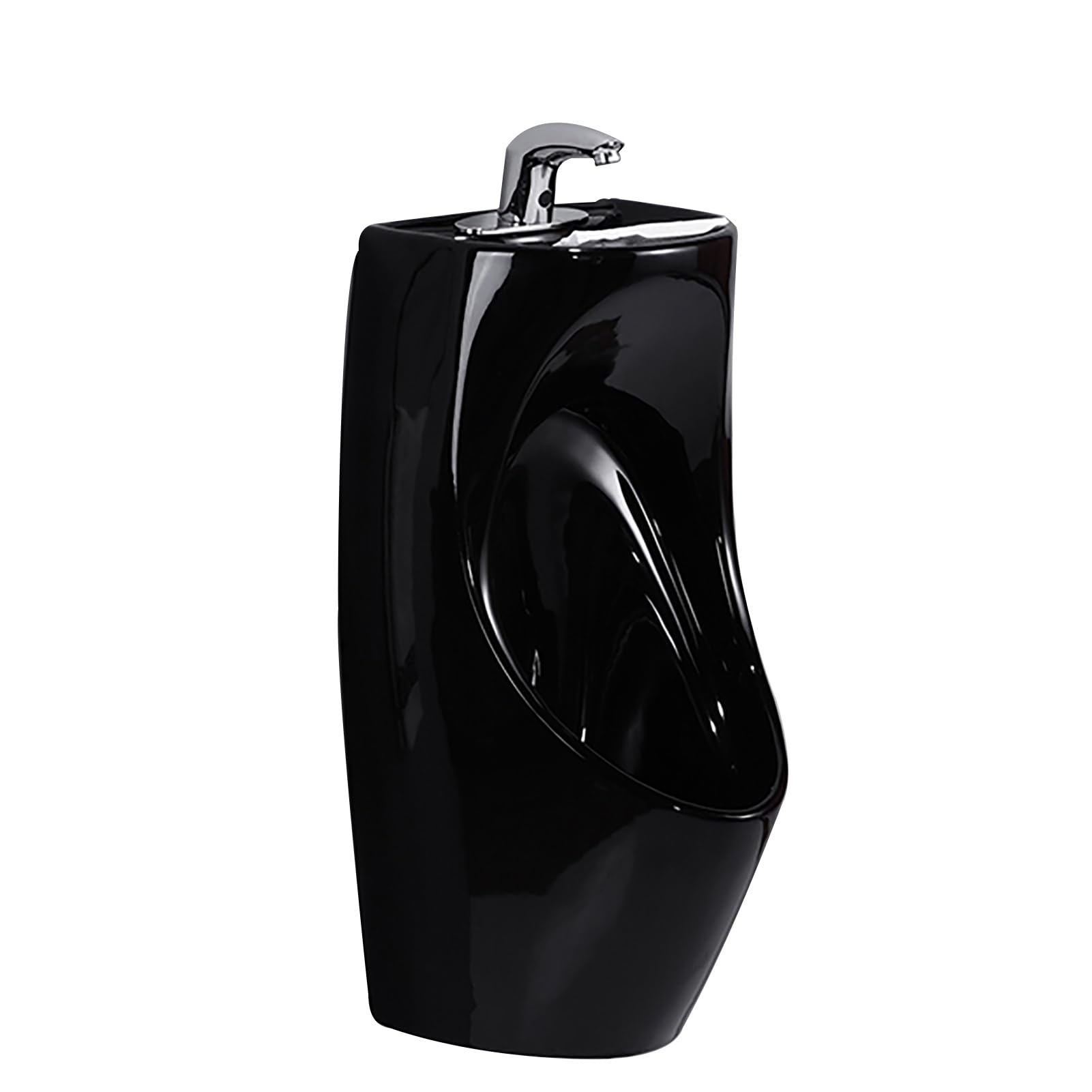 Cerámica Urinario con Descarga Inteligente para Hombres, Urinarios para Hombres con Lavabo, para Uso Doméstico y Comercial, Hogar, Bar, Centro Comercial(Black)