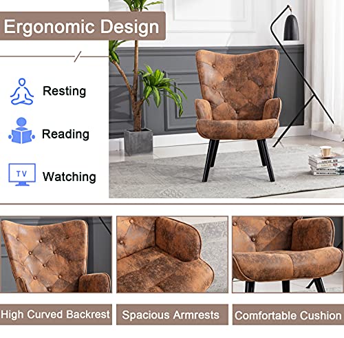 Baysitone Modern Accent Chair, Comfy Lounge Chair With High Back Design, Upholstered Living Room Bedroom Chair, Compact Leisure Side Chair (Coffee) #TOP3